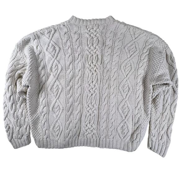 Vintage Abercrombie Big Sweater XL | Cream Cable Knit Fisherman Grandpa Heritage - Picture 4 of 9